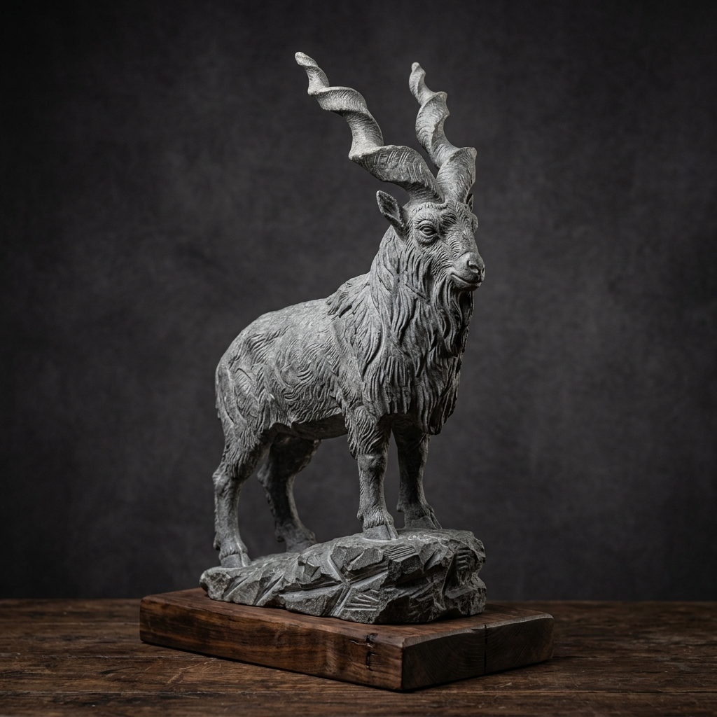 Traditional Stone-Carved Markhor
