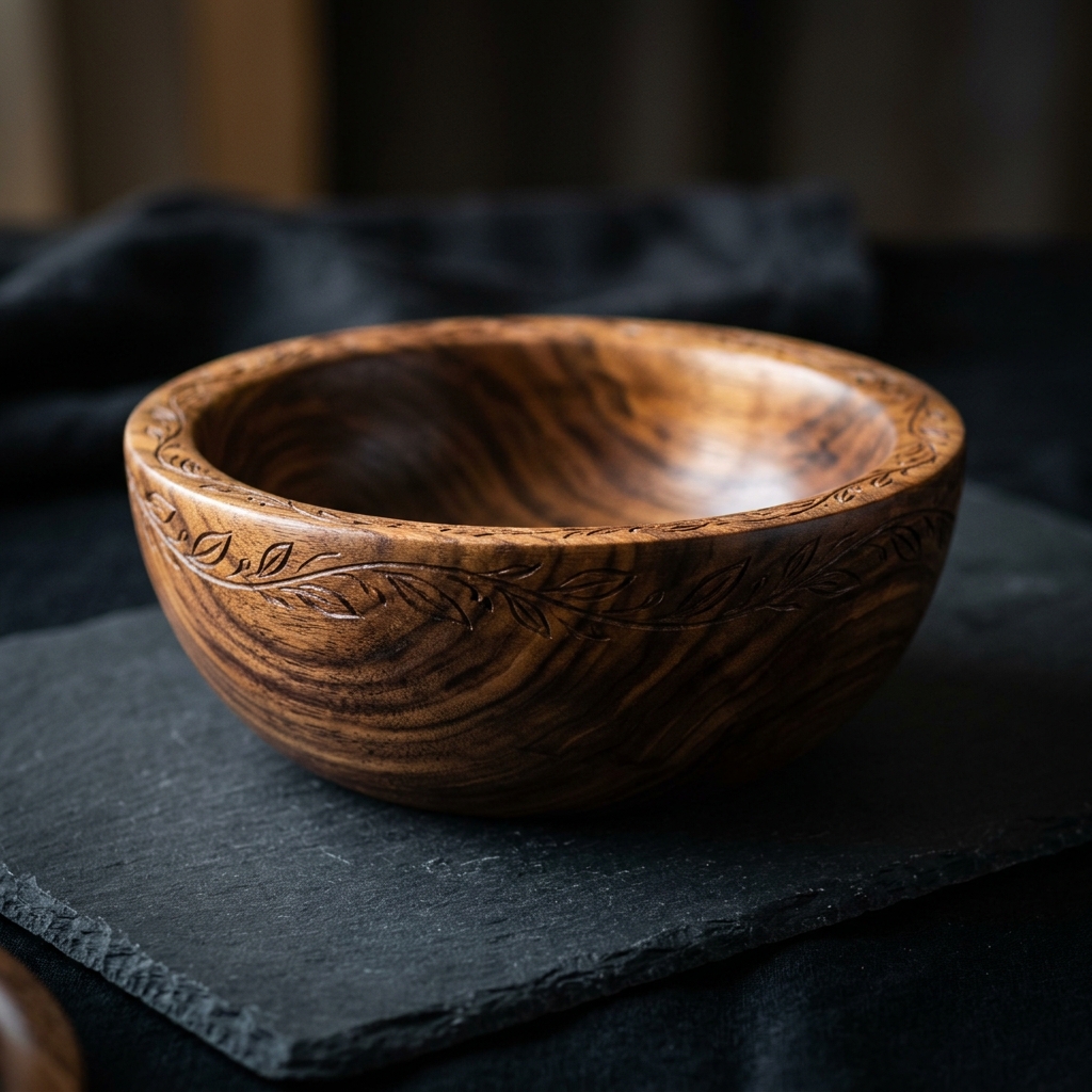 Heritage Hand-Carved Walnut Bowl